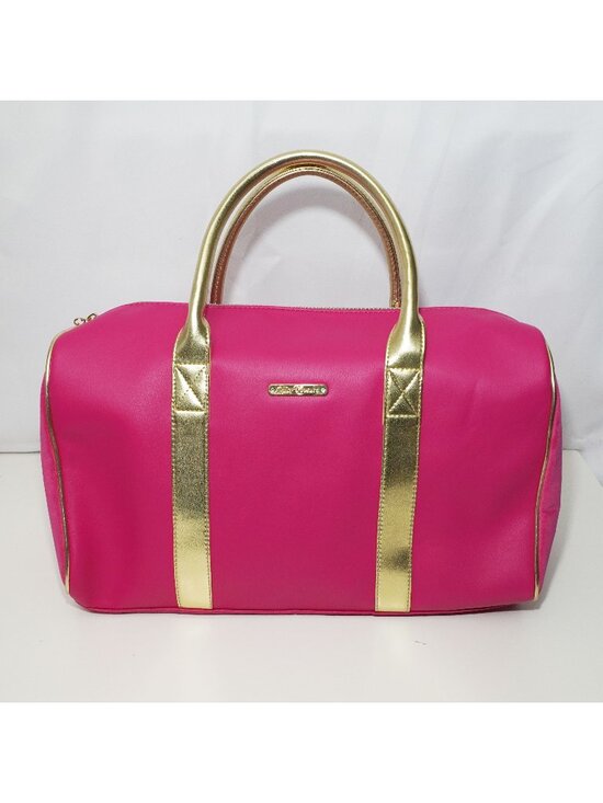 Juicy Couture Handbags - Juicy Couture Pink Velour Faux Leather Barbiecore Hand Bag Gold Trim w/ J Charm